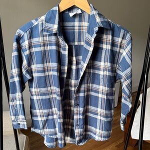 GAP Kids Navy and White Plaid Shirt